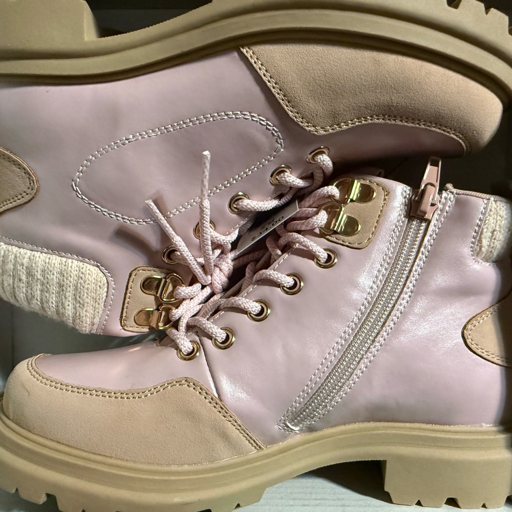 Pink and Tan Women's Boots